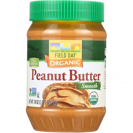 Field Day Organic Easy Spread Peanut Butter, Smooth, Salted (12x18Oz)