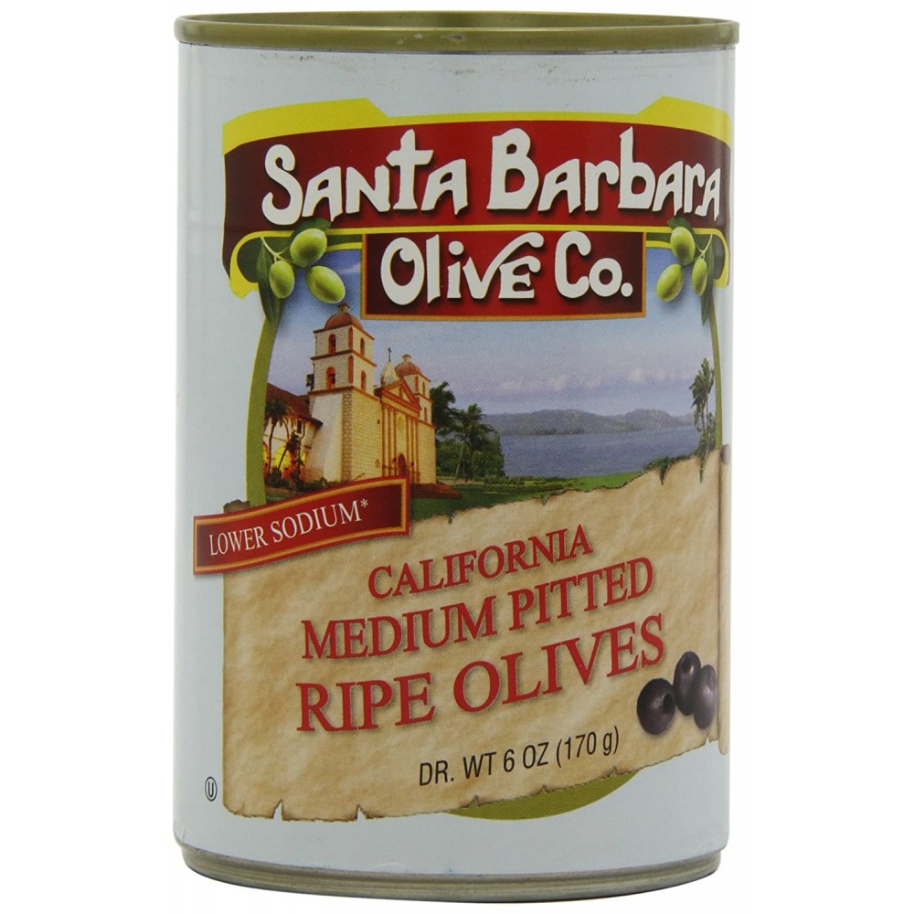 Santa Barbara Black Medium Pitted Olives (12x6 Oz)