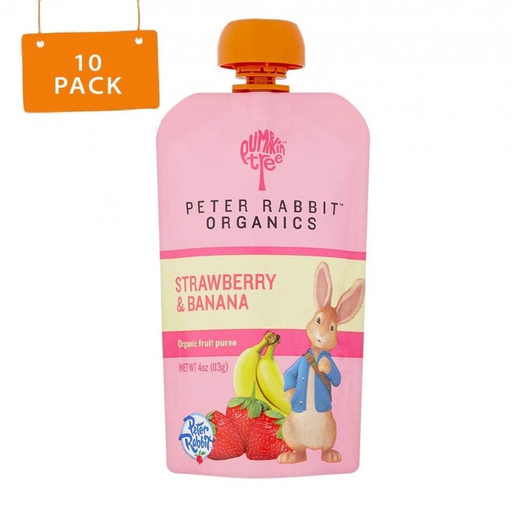 Peter Rabbit Organics Organic Fruit Snack 100% Pure Strawberry And Banana (10x4Oz)