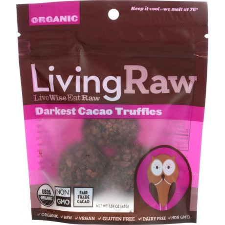 Living Raw Organic Darkest Cacao Truffles (12x1.59 Z )