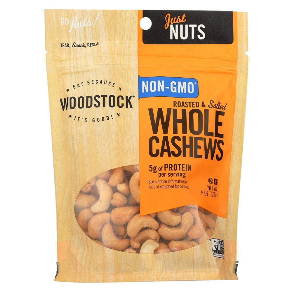 Woodstock R/S Lrg Whole Cashews (8x6OZ )