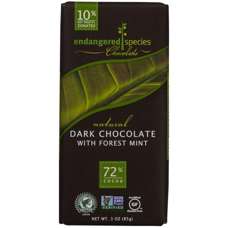 Endangered Species Dark Chocolate Bar Mint Rain Forest (12x3 Oz)