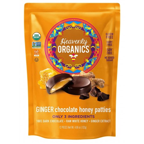 Heavenly Organics Chocolate Ginger Honey Patties (6x4.66 OZ)