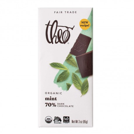 Theo Chocolate Dark Chocolate Mint Bar (12x3Oz)