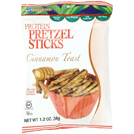 Kay's Naturals Protein Pretzel Sticks Cinnamon Toast 1.2 Oz (6 Pack)