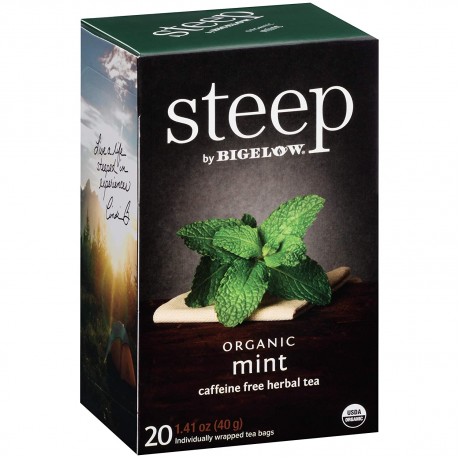 Bigelow Steep Organic Mint Herbal Tea Caffeine Free (6x20 BAG )