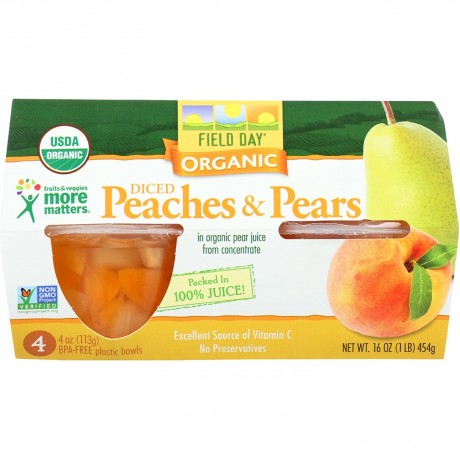 Field Day Organic Diced Peaches & Pearscups (6x4PK )